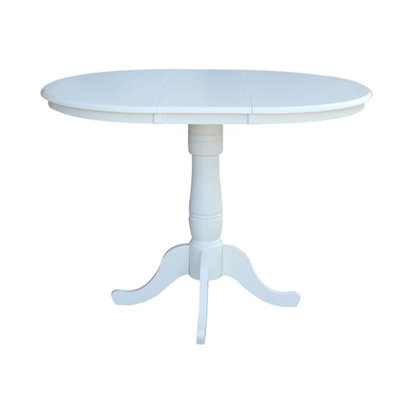 International Concepts Round 36 in Rd Top Pedestal Table, 12 in Leaf, 40.9 inH, Adjustable Height, White, 36 W, 48 L, Wood K08-36RXT-6B-2 - main